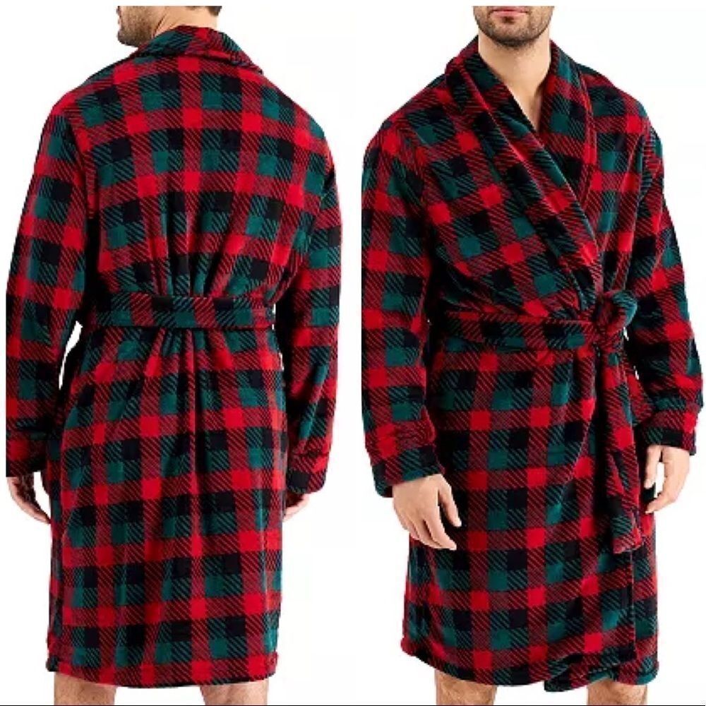 Club Room Men's Plaid  Comfy Plush Robe
